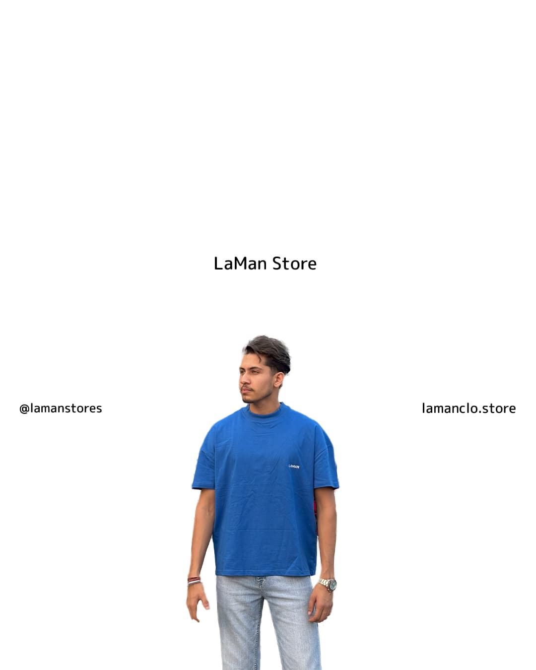 LAMAN 210 GSM 100% Cotton Oversized Unisex T-Shirt – Drop Shoulder, Loose Fit, Half Sleeve, Cobalt Blue Color